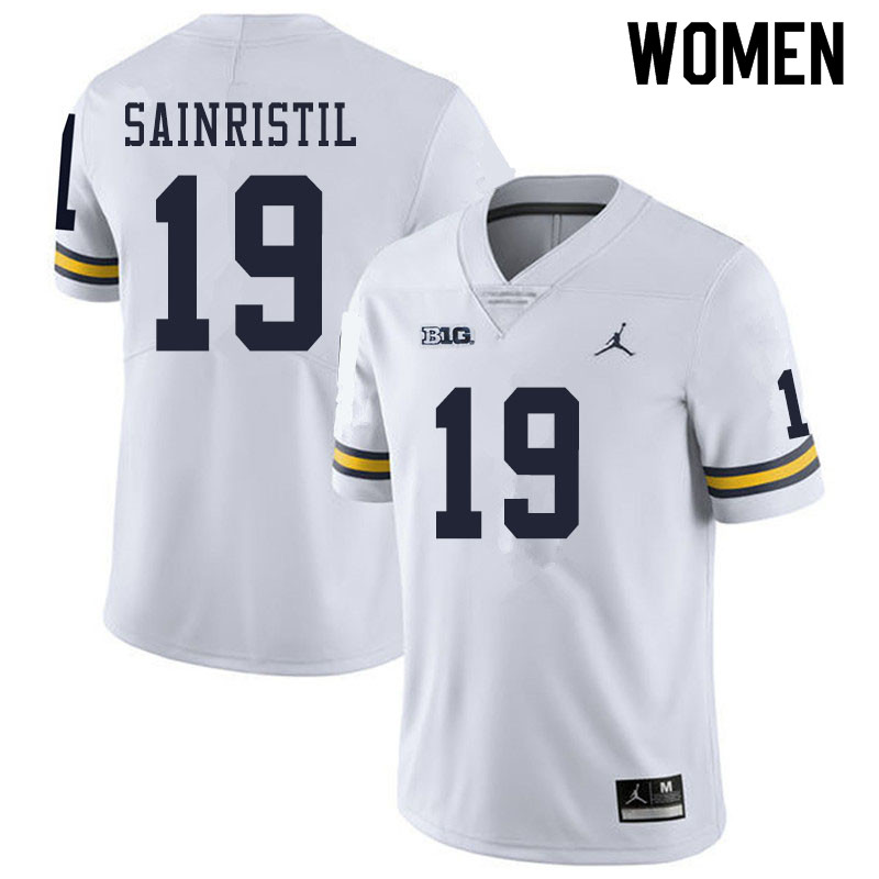 Women #19 Mike Sainristil Michigan Wolverines College Football Jerseys Sale-White